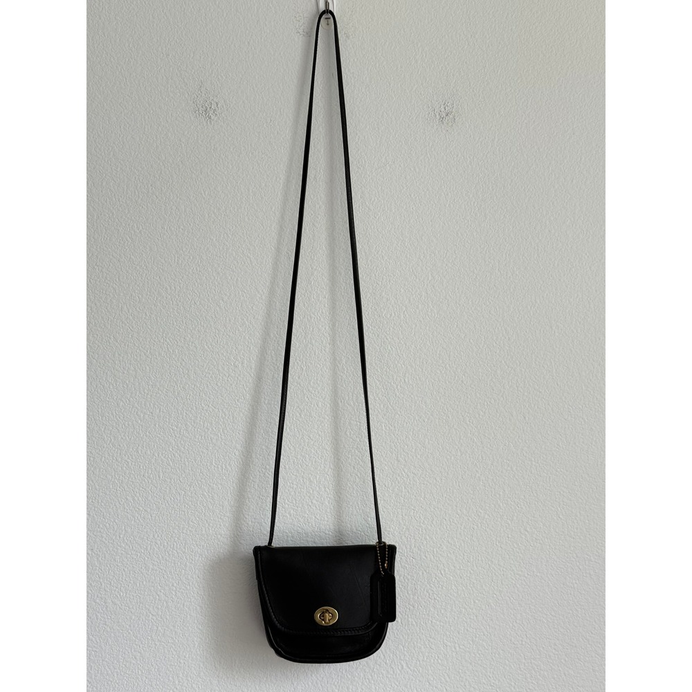 Vintage Coach Everett Bag Black Glovetanned Leather Turnlock Crossbody #9934 USA - Picture 4 of 16